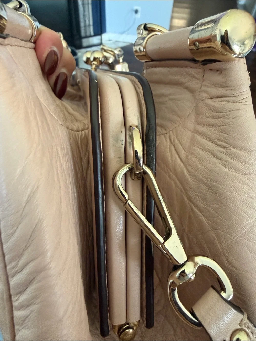 Coach Madison Carrie 27681 Gathered Leather Satchel Shoulder Bag in Blush Pink